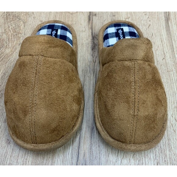 Dockers Kids Brown Split Toe Slippers Plaid Insoles Brown Kids  Size 13 M - Picture 4 of 16
